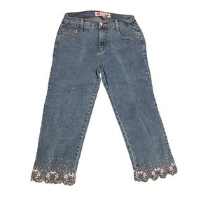 COS Light Blue Cropped Jeans with Embroidery